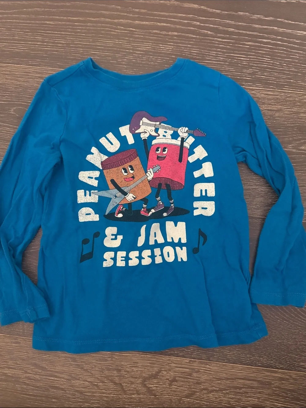 Old Navy Kids' Blue 'Peanut Butter & Jam Session' Long-Sleeve Tee. Size 5T